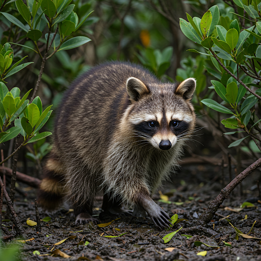 Orsetto lavatore mangiatore di granchi